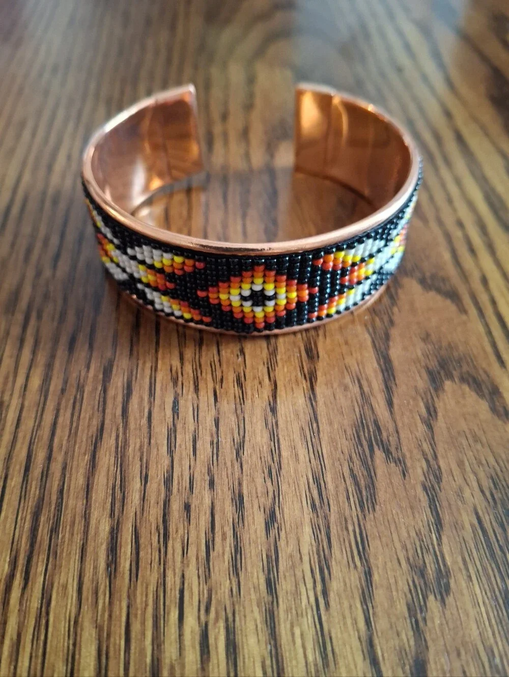 Cuff Copper Beaded Native Design - Picture 2 of 4